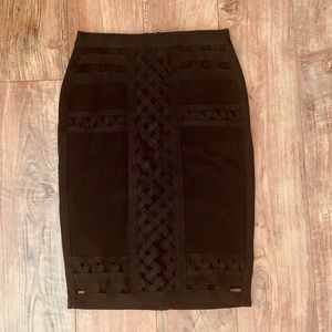 Black Woven Bandage Skirt